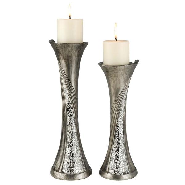 14/16-inch High Silver Decorative Candleholder Set