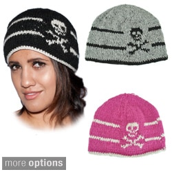 Hand-knit Happy Skull Woolen Winter Beanie (Nepal)-Image