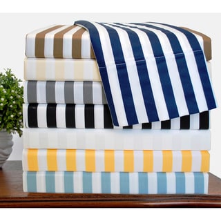 (>_<)  Cabana Striped 600 Thread Count Cotton Blend Sheet Set