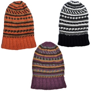 Unisex Hand-knit Woolen Slouchy Winter Beanie (Nepal)-Image