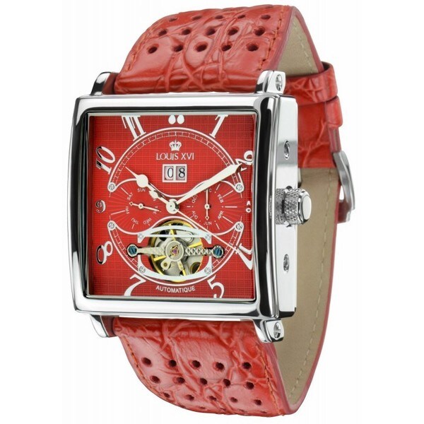 Louis XVI Men&#39;s &#39;La Bastille&#39; Automatic Red Leather Strap Watch - 15700059 - www.bagsaleusa.com ...