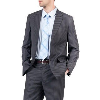 Men's Blue Pinstripe Modern Fit 2-button Suit-Image