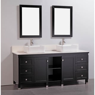  Top 72inch Double Sink Bathroom Vanity with Dual Matching Mirrors