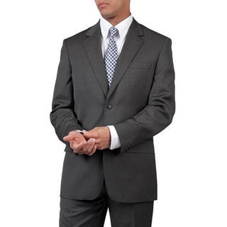 Men's Grey Modern Fit Two-Button Suit with Two Side Pockets-Image