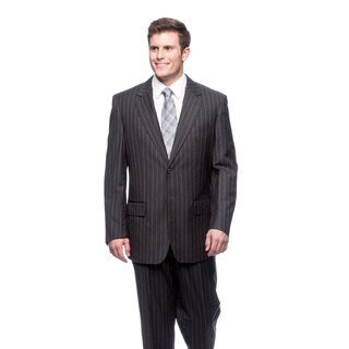 Men's Blue Modern Fit Two-Button Suit with Notched Collar-Image