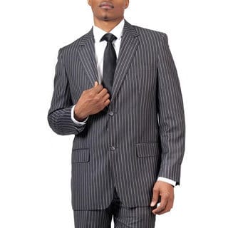 Men's Charcoal Pinstripe Modern Fit 2-button Suit-Image