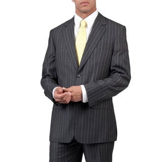 Men's Grey Modern Fit Two-Button Suit with Two Back Pockets-Image