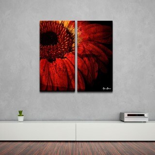 Special Offers Alexis Bueno 'Gerber Daisy' 2-piece Oversized Abstract Canvas Wall Art