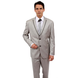 Tazio Men's Slim Fit Grey Rayon/ Viscose 2-button Suit-Image