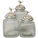 Casa Cortes Antique White 'Songbird' 3-piece Glass Canister Set