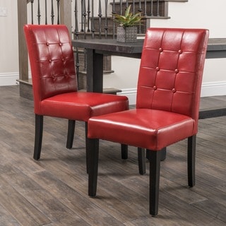 Great Prices Christopher Knight Home Roland Red Leather Dining Chairs (Set of 2)