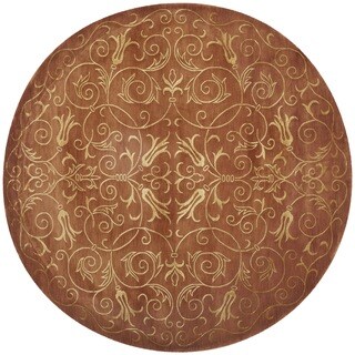 See Reviews Safavieh Hand-knotted Tibetan Iron Scrolls Rust/ Gold Wool/ Silk Rug (10' Round)