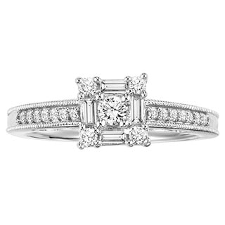 Cambridge Sterling Silver 38ct TDW Baguette Diamond Promise Ring