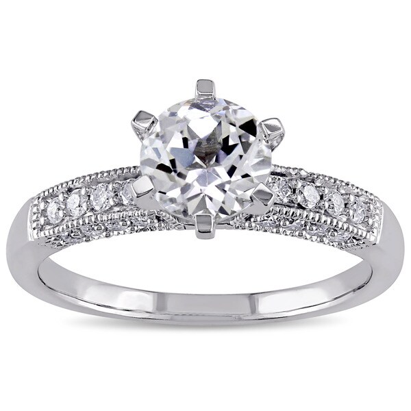 -10k-White-Gold-Created-White-Sapphire-and-1-4ct-TDW-Diamond-Ring ...