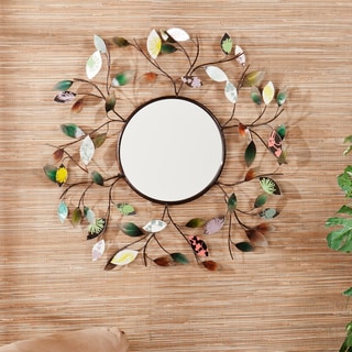 Low Price Upton Home Leah Decorative Metallic Leaf Wall Mirror