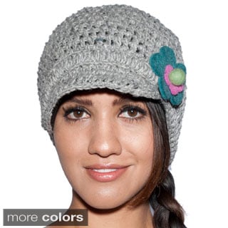 Sunny Daisy Hand-knit Women's Woolen Newsboy Hat (Nepal)-Image