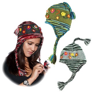 Hand-knit Floral Winter Hat (Nepal)-Image