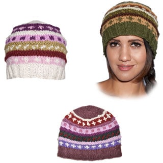 Hand-knit Fleece-lined Woolen Basic Beanie Hat (Nepal)-Image