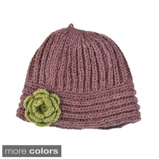 Flower Chic Hand-knit 100-percent Woolen Cloche Hat (Nepal)-Image