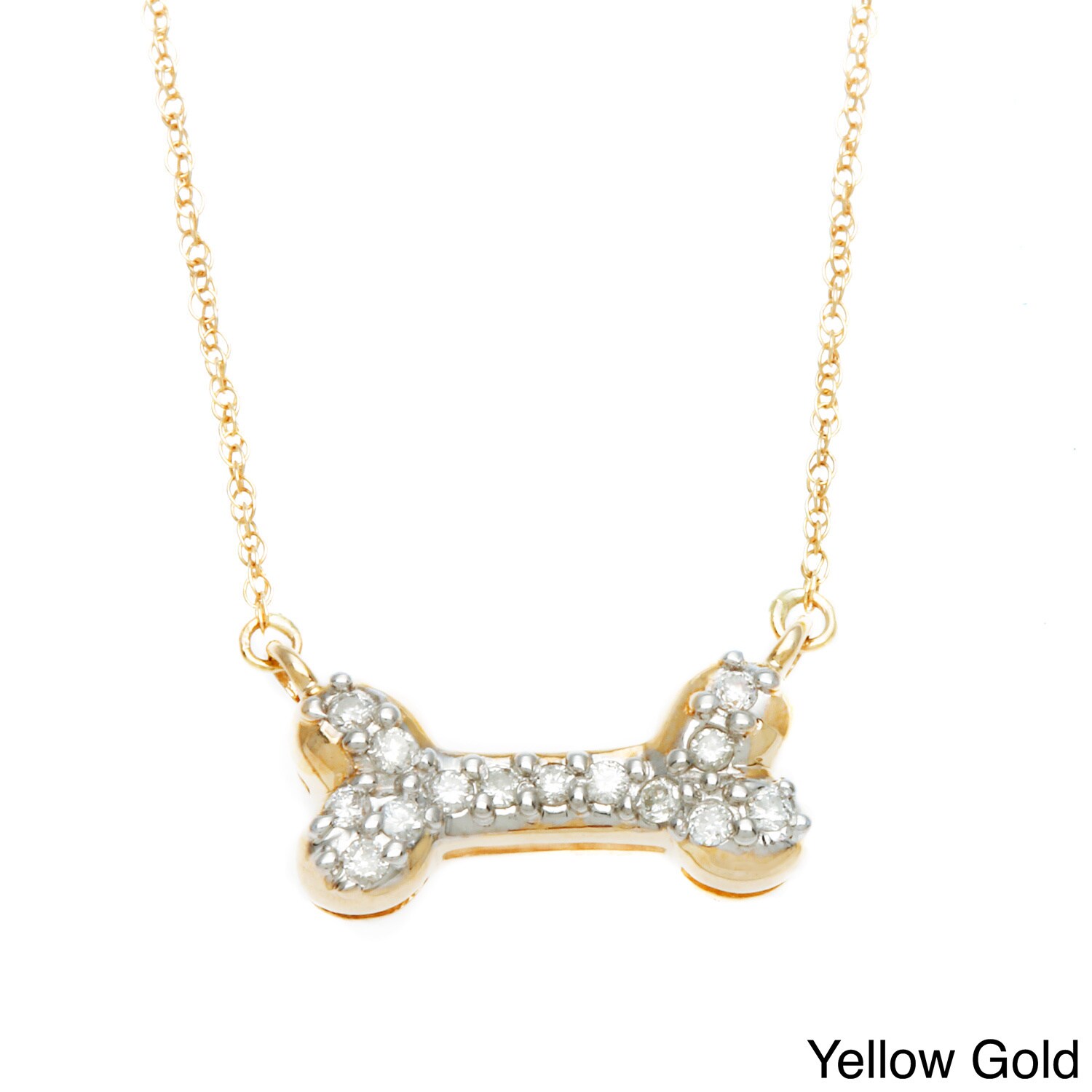 10k White Gold 1/10ct TDW Diamond Dog Bone Pendant Overstock Shopping