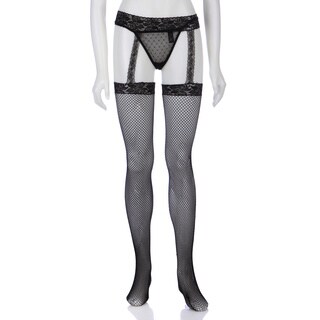 Click to Enlarge for Rene Rofe Fishnet Thigh High with Lace Garters in Black O/S Rene Rofe Fishnet Thigh High with Lace Garters in Black O/S-Image