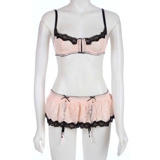 Rene Rofe Hookin' Up Pink Bra Skirt &amp; G-String Set-Image