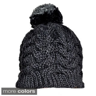 Hand-knit Pompom Acrylic Wool Snowboarding Beanie (Nepal)-Image