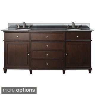 Best Shopping Avanity Windsor 72-inch Double Vanity in Walnut Finish with Dual Sinks and Top