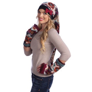 MUK LUKS Boho Stocking Cap with Button Accent Armwarmers-Image