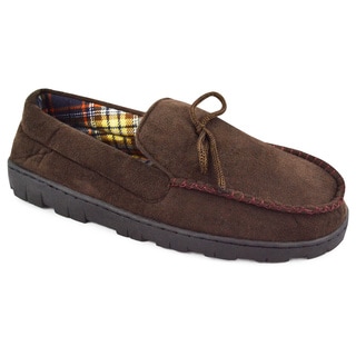 MUK LUKS Men's Polysuede Moccasin with Flannel Lining
