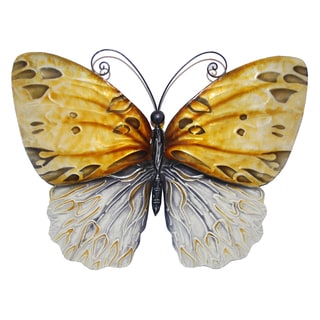 Special Offers Hand-painted Honey Metal Butterfly Wall Art (Philippines)