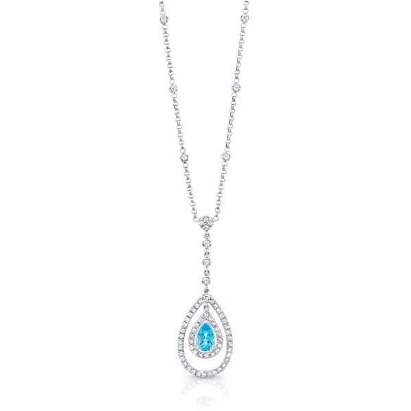 14k White Gold Aquamarine and 34ct TDW Diamond Necklace (H-I; SI1-SI2 ...
