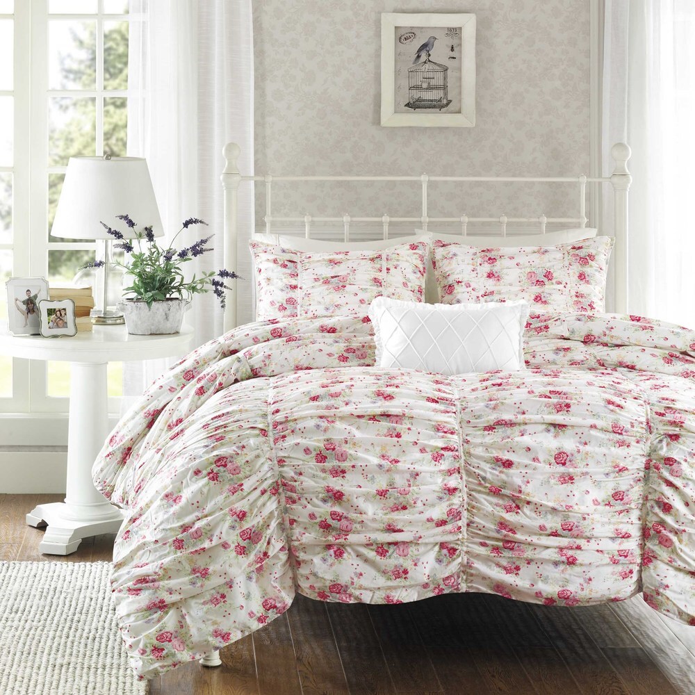 Madison Park Ruched KING Comforter Set Shabby Chic Bedding French