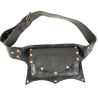 Black One-pocket Leather Fanny Pack (India)-Image