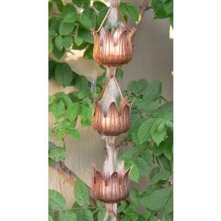 --->  8.5-foot Scallop Cup Copper Rain Chain