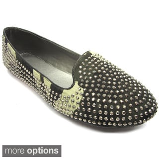 Blue Women's All-over Studded Flats