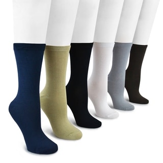 MUK LUKS Women's 6 Pair Pack Rayon from Bamboo Crew Socks-Image