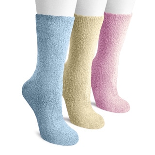 MUK LUKS Women's Three-Pair Pack Polyester Crew Aloe Socks-Image