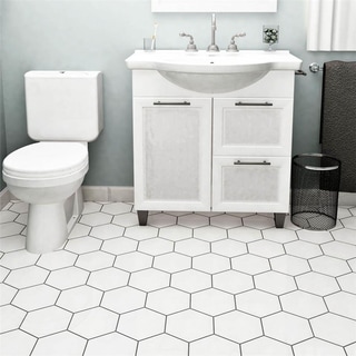 For sale SomerTile Hextile Glossy Blanco Porcelain Floor and Wall Tile (Pack of 14)