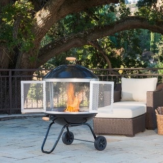 Low Price FP005 Wheeled Fire Pit with Black Enamel Finish