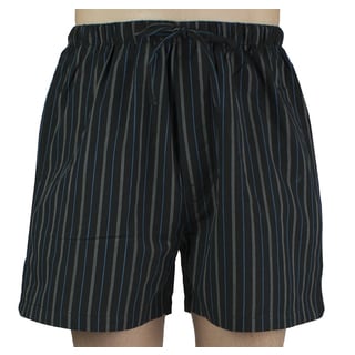 Leisureland Men's Black Striped Cotton Pajama Shorts-Image