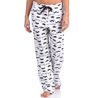 Leisureland Women's Mustache Print Cotton Knit Pajama Pants-Image