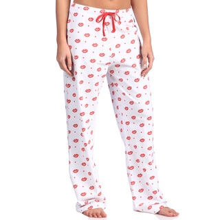 Leisureland Women's Smooch Lips Print Cotton Knit Lounge Pants-Image