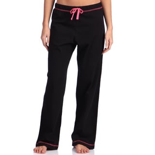 Leisureland Women's Black Cotton Knit Pajama Pants-Image