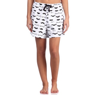 Leisureland Women's Mustache Print Cotton Knit Boxer Shorts-Image