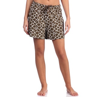 Leisureland Women's Giraffe Brown Cotton Knit Boxer Shorts-Image