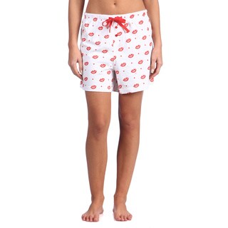 Leisureland Women's Smooch Lips Cotton Knit Boxer Shorts-Image