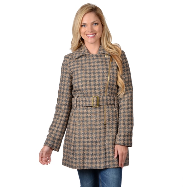 Kenneth Cole Women's Belted Houndstooth Coat