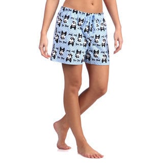 Leisureland Women's Bow Bow Dog Cotton Flannel Boxer Shorts-Image