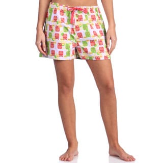 Women's Printed Cotton Flannel Pajama Boxer Shorts-Image